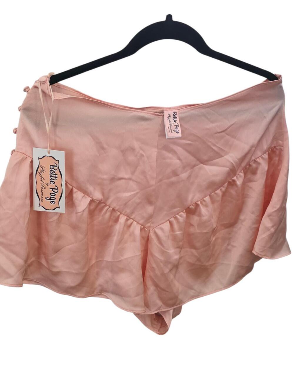 Bettie Page Modern Vintage Inspired Peach Satin French Cut Knickers Size 12